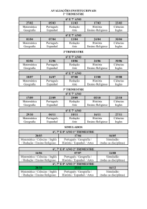 AVALIAÇÕES INSTITUCIONAIS 1º TRIMESTRE 6º E 7º ano 27/02