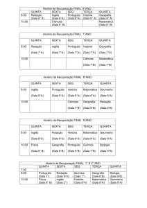 Horário de Recuperação FINAL 6°ANO QUINTA SEXTA SEG