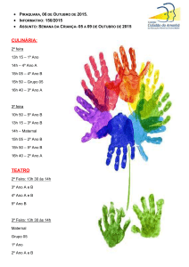 Semana da Criança- 05 a 09 de Outubro de 2015 CULINÁRIA