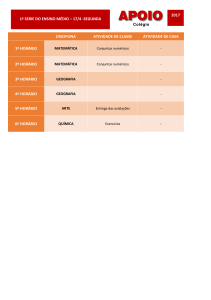 DISCIPLINA ATIVIDADE DE CLASSE ATIVIDADE DE CASA 1º