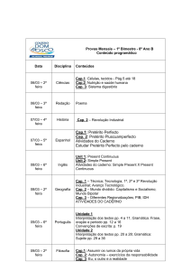 Provas Mensais – 1º Bimestre - 8º Ano B Conteúdo programático