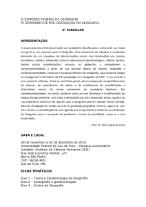II SIMPÓSIO MINEIRO DE GEOGRAFIA IV SEMINÁRIO DE PÓS