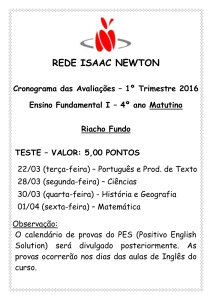 4º ano Matutino Riacho Fundo TESTE – VALOR: 5,00 PONTOS