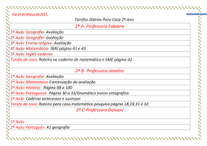 Dia 14 de Março de 2017. Tarefas Diárias Para Casa 2º Ano 2º A