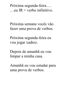 Próxima segunda-feira…. …eu IR + verbo infinitivo. Próxima