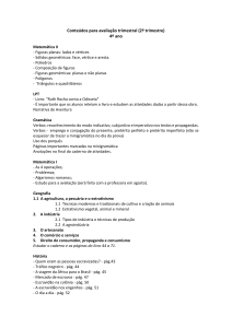 Conteúdos para avaliação trimestral (2º trimestre) 4º ano