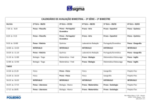 Calendário de Avaliação Bimestral