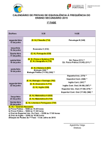 calendário de provas de equivalência à frequência do ensino