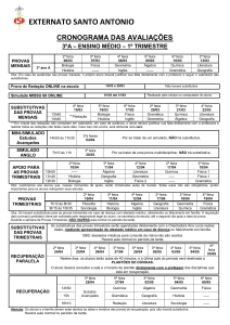 Cronograma de provas - 3A - 1º TRI 2017