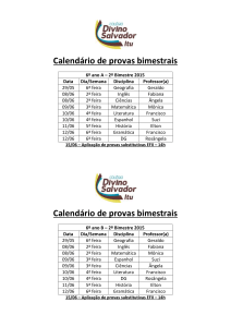 Calendário de provas bimestrais do 2º Bimestre por sala