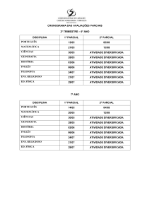 CRONOGRAMA DAS AVALIAÇÕES PARCIAIS 2º TRIMESTRE – 6º