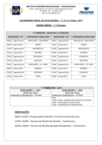 Calendário de Avaliações – Ensino Médio completo