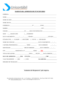 Formulário para admissão de funcionários