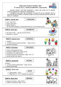 Roteiro dos Testes – 5° anos manhã – 2ª unidade