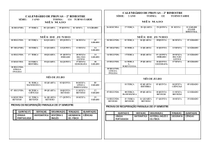 CALENDÁRIO DE PROVAS – 2º BIMESTRE SÉRIE: 3 ANO TURMA