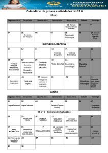 Calendário de provas e atividades do 1º A