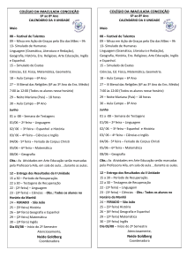 calendário II Unidade 2015 - Colégio Imaculada Conceição Recife