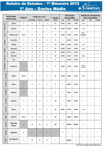 Roteiro de Estudos – 1º Bimestre 2015 1º Ano – Ensino Médio
