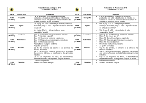 Calendário de Avaliações 2016 2° Bimestre – 5° ano C Calendário