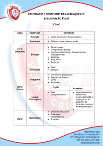 CALENDÁRIO E CONTEÚDOS DAS AVALIAÇÕES DE