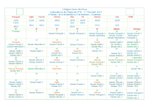 Colégio Amor de Deus Calendário de Testes do 8ºB – 1º Período