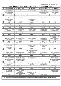 horário de exames especiais – 1º semestre – 2015