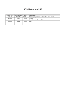 9° GAMA– MANHÃ DISCIPLINA PROFESSOR DATA CONTEÚDO