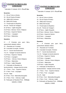 Calendário 4 unidade 6º ao 8º Ano 2015