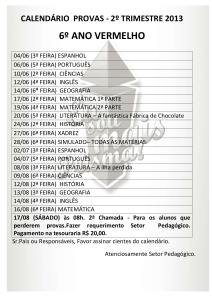 calendário provas - 2º trimestre 2013