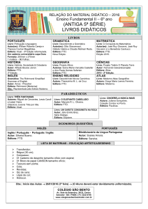 RELAÇÃO DO MATERIAL DIDÁTICO Ensino Fundamental II – 2016