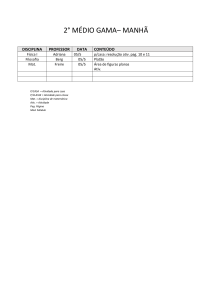 2° MÉDIO GAMA– MANHÃ DISCIPLINA PROFESSOR DATA