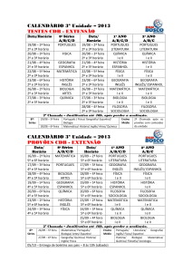 CALENDÁRIO 3ª Unidade – 2013 TESTES CDB