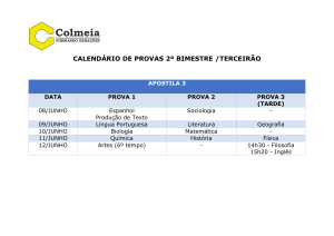 Calendário de Prova Terceirão 2o Bimestre