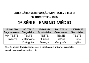 Calendário de reposição - Testes e minitestes