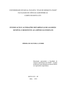 INTOXICAÇÃO E ALTERAÇÕES METABÓLICAS DO ALGODÃO