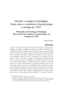 Filosofia e teologia em Heidegger. Notas sobre a