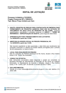 Edital - PP 006 Material Quimico - Prefeitura Municipal de Rio Acima