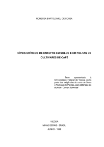 níveis críticos de enxofre em solos e em folhas de cultivares de café