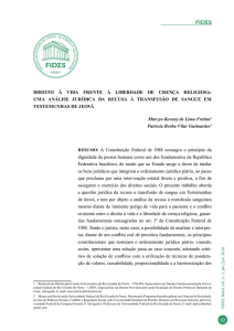 92 DIREITO À VIDA FRENTE À LIBERDADE DE CRENÇA