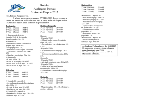 Roteiro Avaliações Parciais 3º Ano 4ª Etapa – 2015