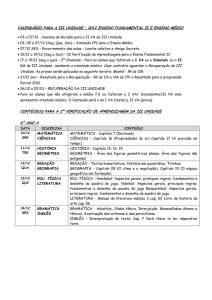 CALENDÁRIO PARA A III UNIDADE – 2012 ENSINO