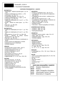 data das avaliações / agosto