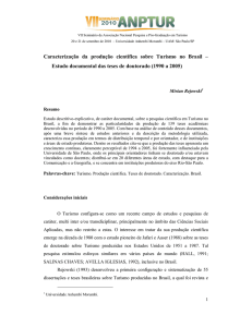 Caracterização da produção científica sobre Turismo no Brasil