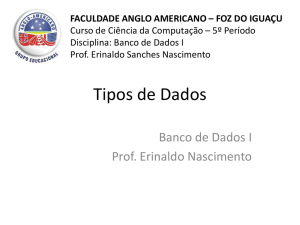Tipos de Dados - Profº Erinaldo Sanches Nascimento