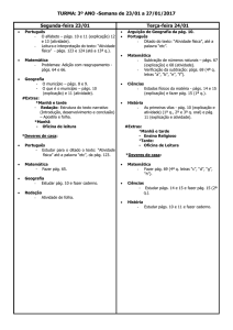 TURMA: 3º ANO -Semana de 23/01 a 27/01/2017 Segunda