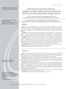Artigo Original Estudo dE AdAptAçõEs dE FormulAçõEs