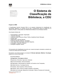 O Sistema de Classificação da Biblioteca, a CDU