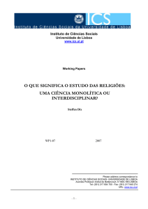 O estudo das religiões - Instituto de Ciências Sociais da