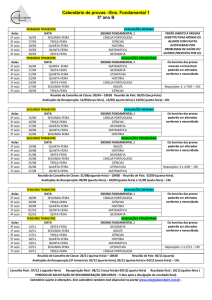 Calendário de provas –Ens. Fundamental 1 5º ano B