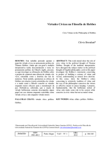 VIRTUDES CÍVICAS NA FILOSOFIA DE HOBBES